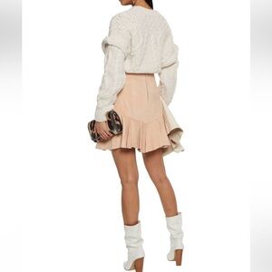 Isabel Marant Pink Mini Skirt Fluted Parma Pleated Faux-Suede Sz 6